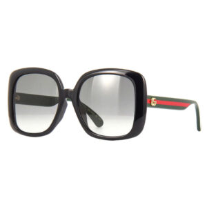 Gucci GG0714SA Women's Sunglasses – Black With Green And Red Stripe / Grey Gradient, 56mm