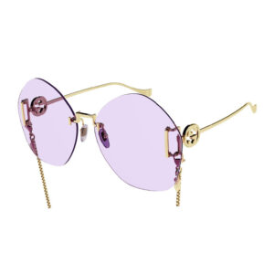 Gucci GG1203S Women's Sunglasses β Gold With Detachable Gold Chain / Violet, 65mm