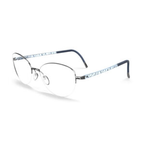 Silhouette ILLUSIONNYLOR4560/75 Women's Eyeglasses β Rhodium Shiny/Sky Blue Shiny With Sky Blue Matte, 53mm