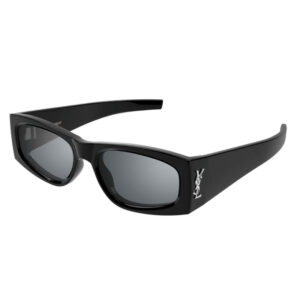Saint Laurent SLM140/F Women's Sunglasses – Shiny Black / Grey Silver Mirror, 56mm