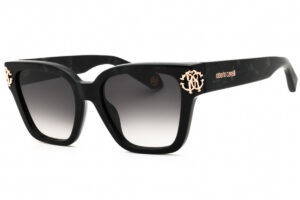 Roberto Cavalli SRC066M Women's Sunglasses – Black With White Temple / Smoke Gradient, 55mm