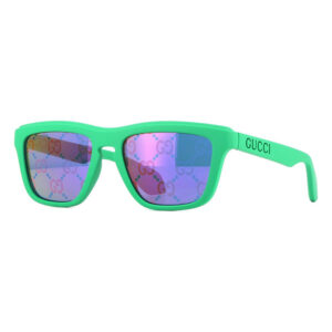 Gucci GG1571S Men's Sunglasses – Matte Green / Blue Multicolor Mirror With GG Pattern, 55mm