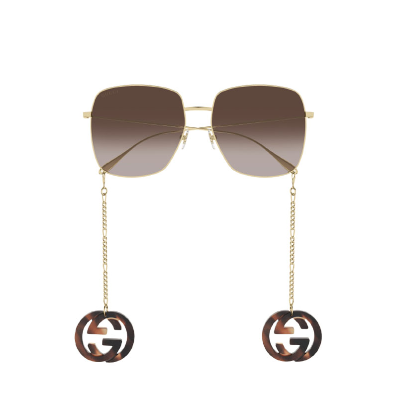 Gucci GG1031S Women's Sunglasses – Gold/with Havana Detachable Jewelry Charm / Brown Gradient, 59mm - Image 2