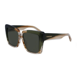 Salvatore Ferragamo SF1060SN Women's Sunglasses – Striped Honey/Khaki / Green, 55mm