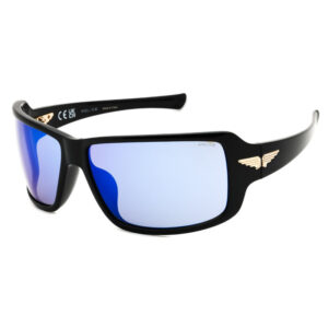 Police SPLN37 Men's Sunglasses β Shiny Black / Smoke/Mirror Blue, 65mm
